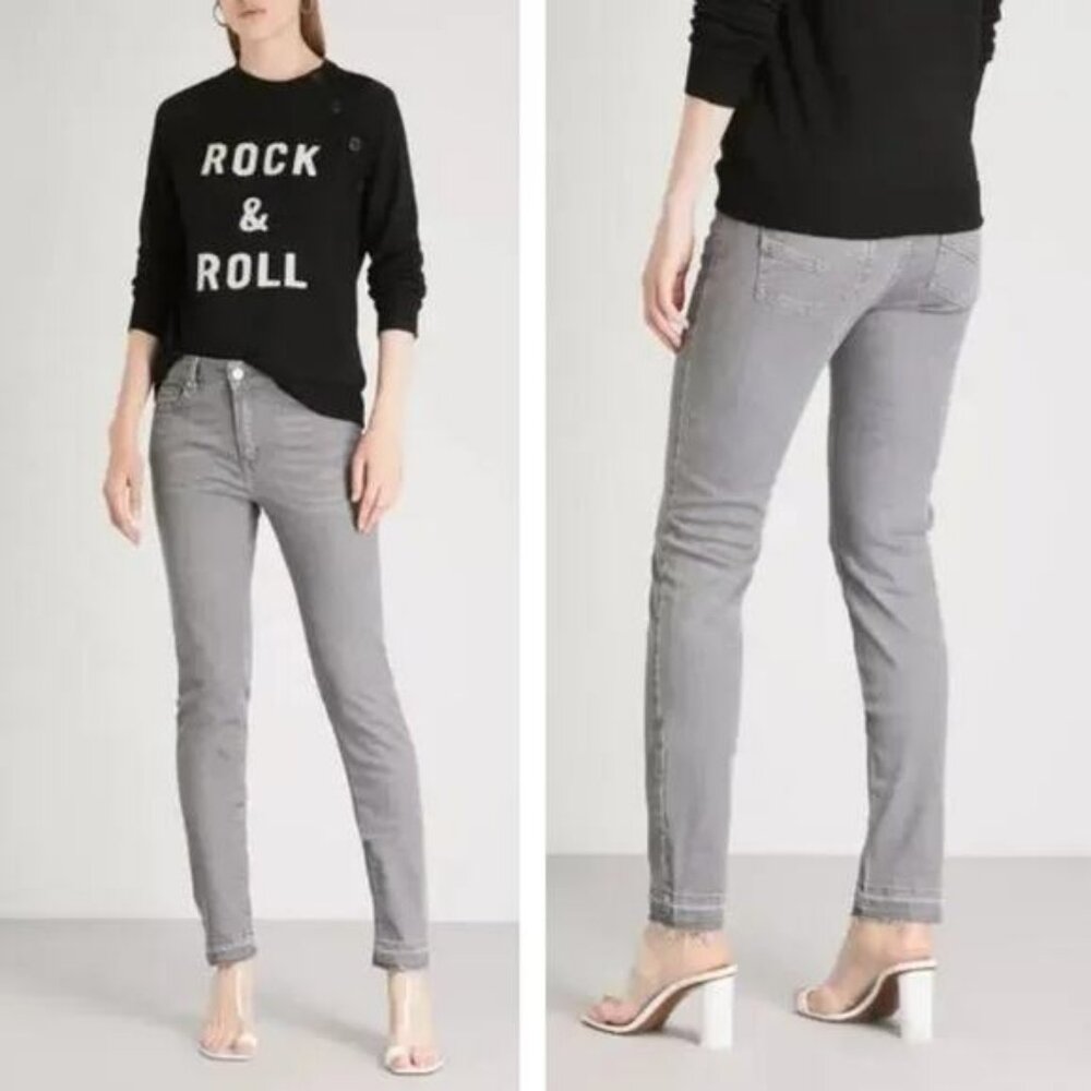 ZADIG & VOLTAIRE Eva Gris Perm Raw Released Hem Skinny Jeans Womens Size 26